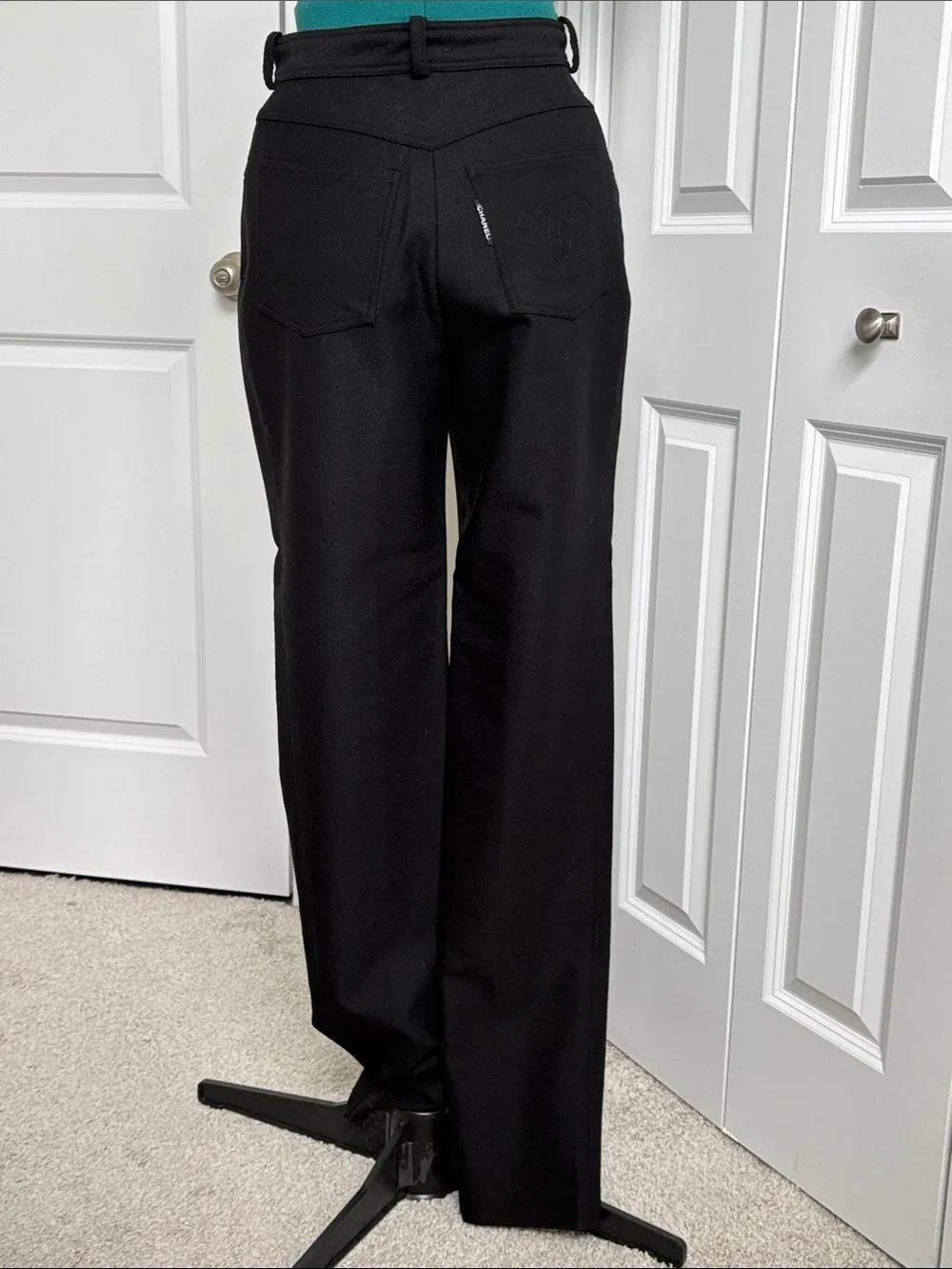 CHANEL Vintage Black Tailored Wool Pants
